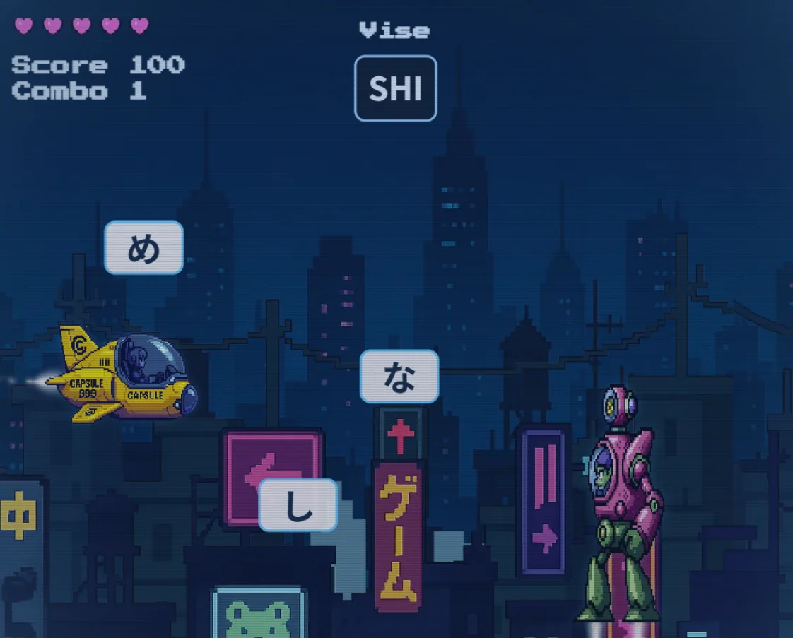 Kana action mini-game